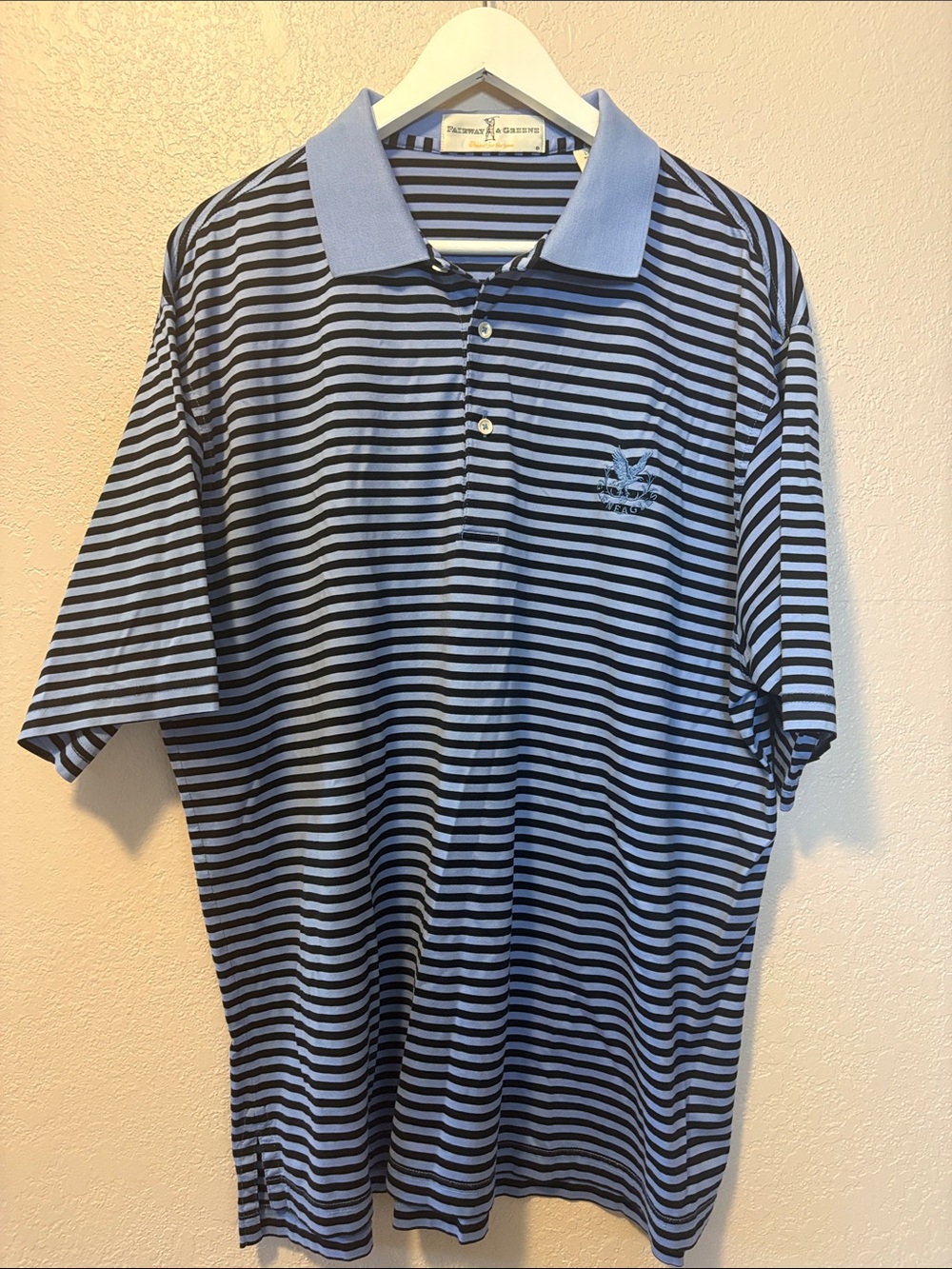 Fairway & Greene striped golf polo Gleneagles golf course Large